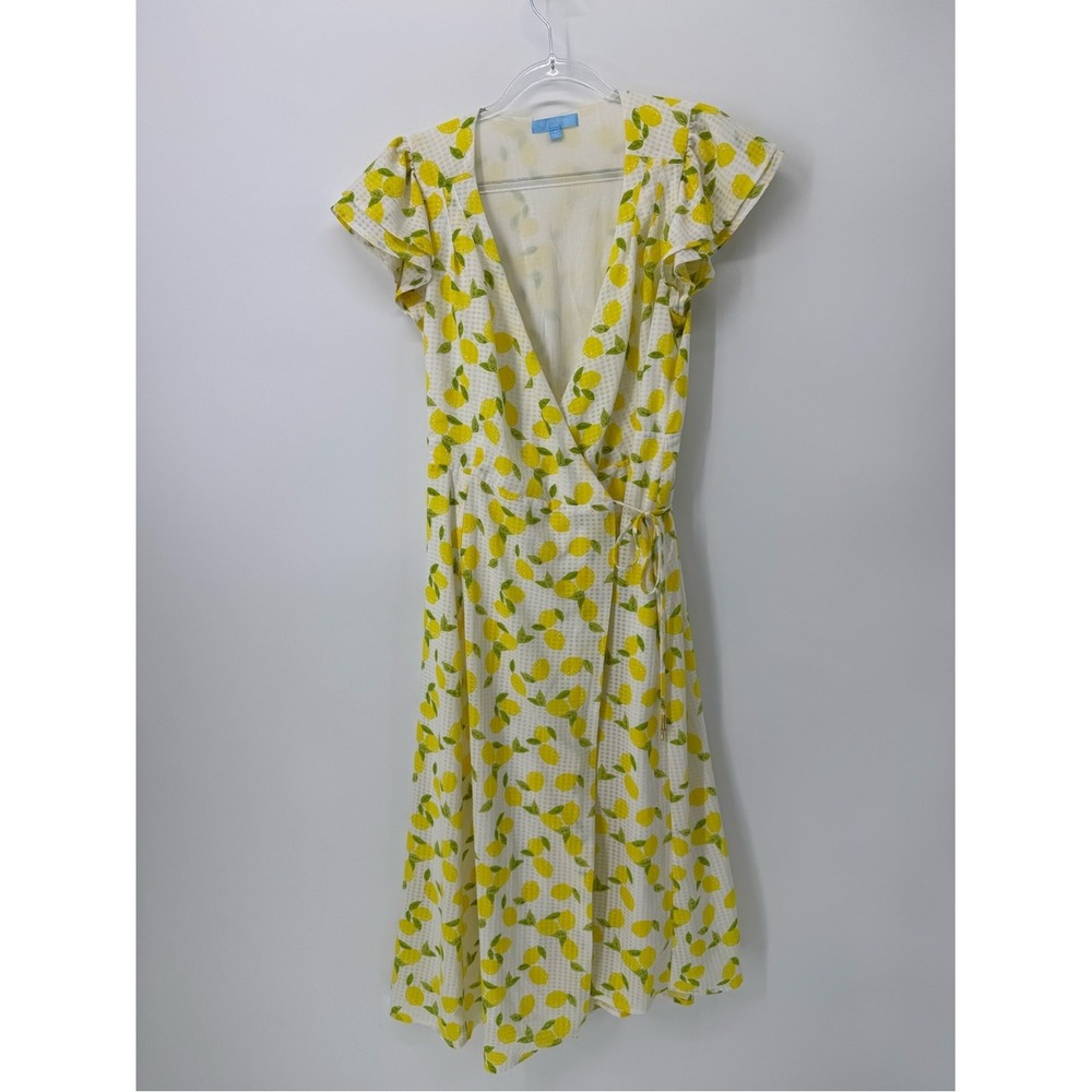 Draper‎ James, Lemon-Print Wrap Midi Dress, Size S